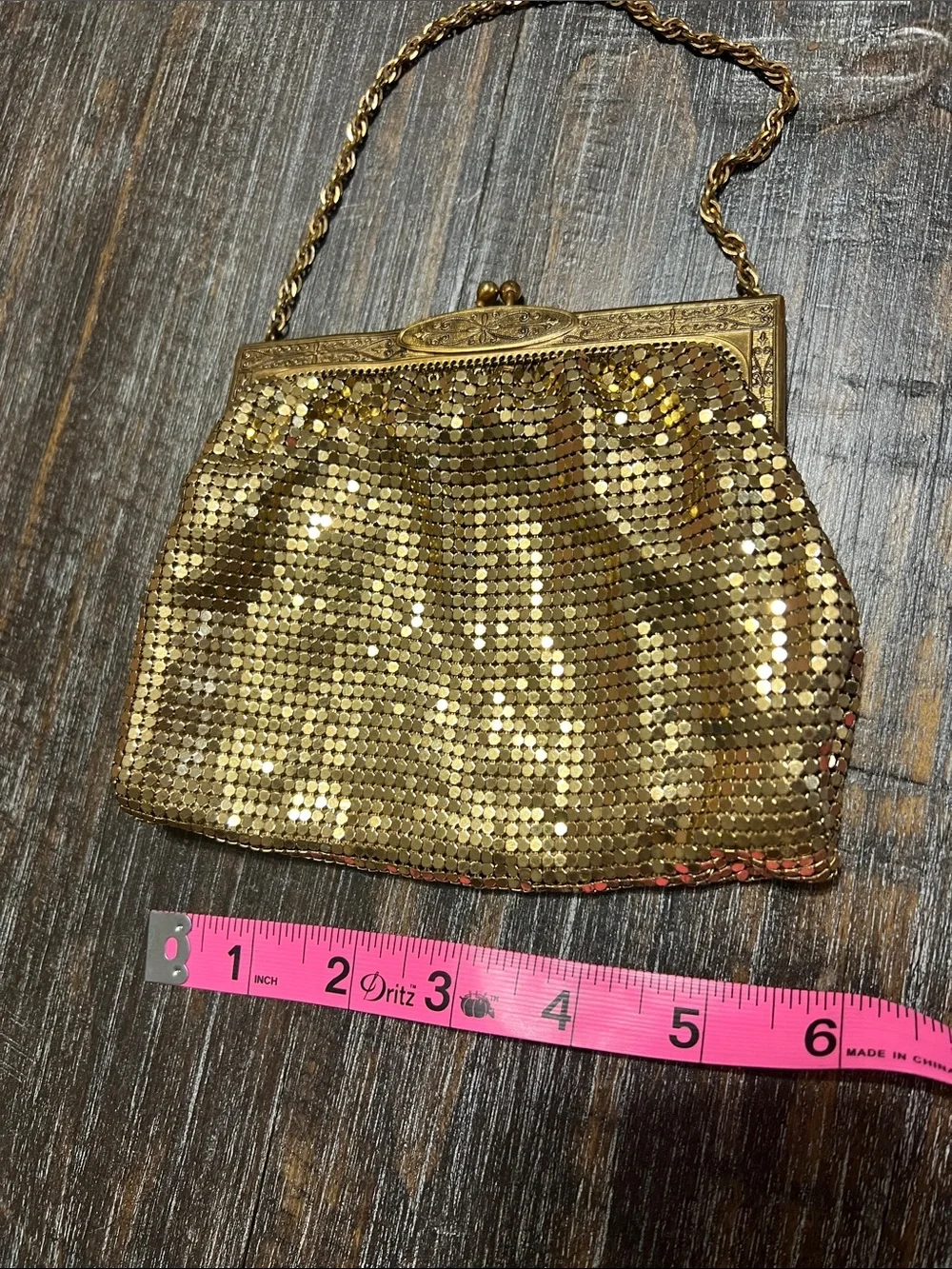 Vintage Whiting and Davis Gold Mesh Sequin Evening Handbag